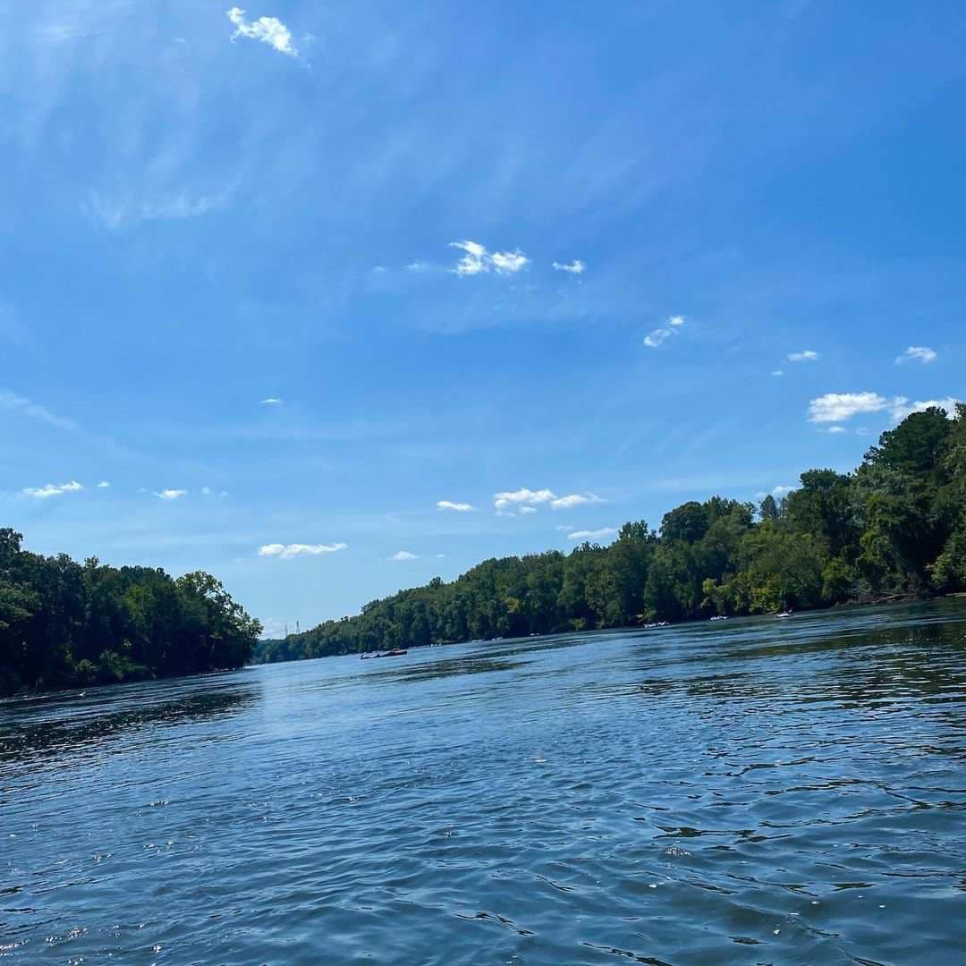 The Catawba River running past a wooded bank near Rock Hill, South Carolina