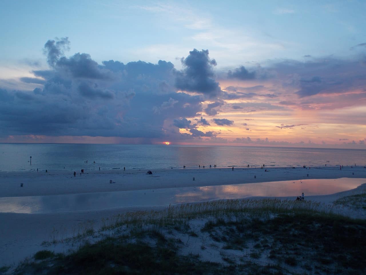 Fine white sand and shallow turquoise water at Clearwater Beach on Florida's Gulf coast
