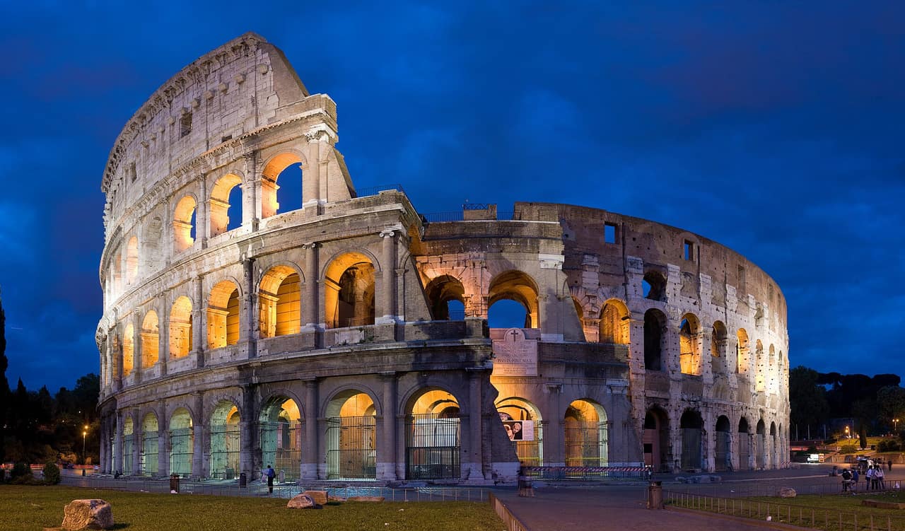 The Colosseum in Rome photographed at dusk