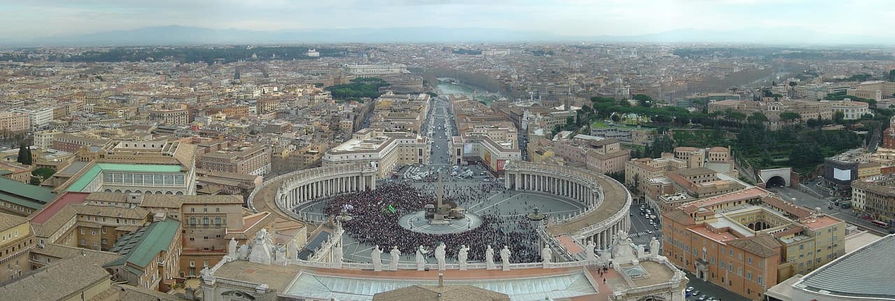 View across Rome's rooftops from the dome of St Peter's Basilica