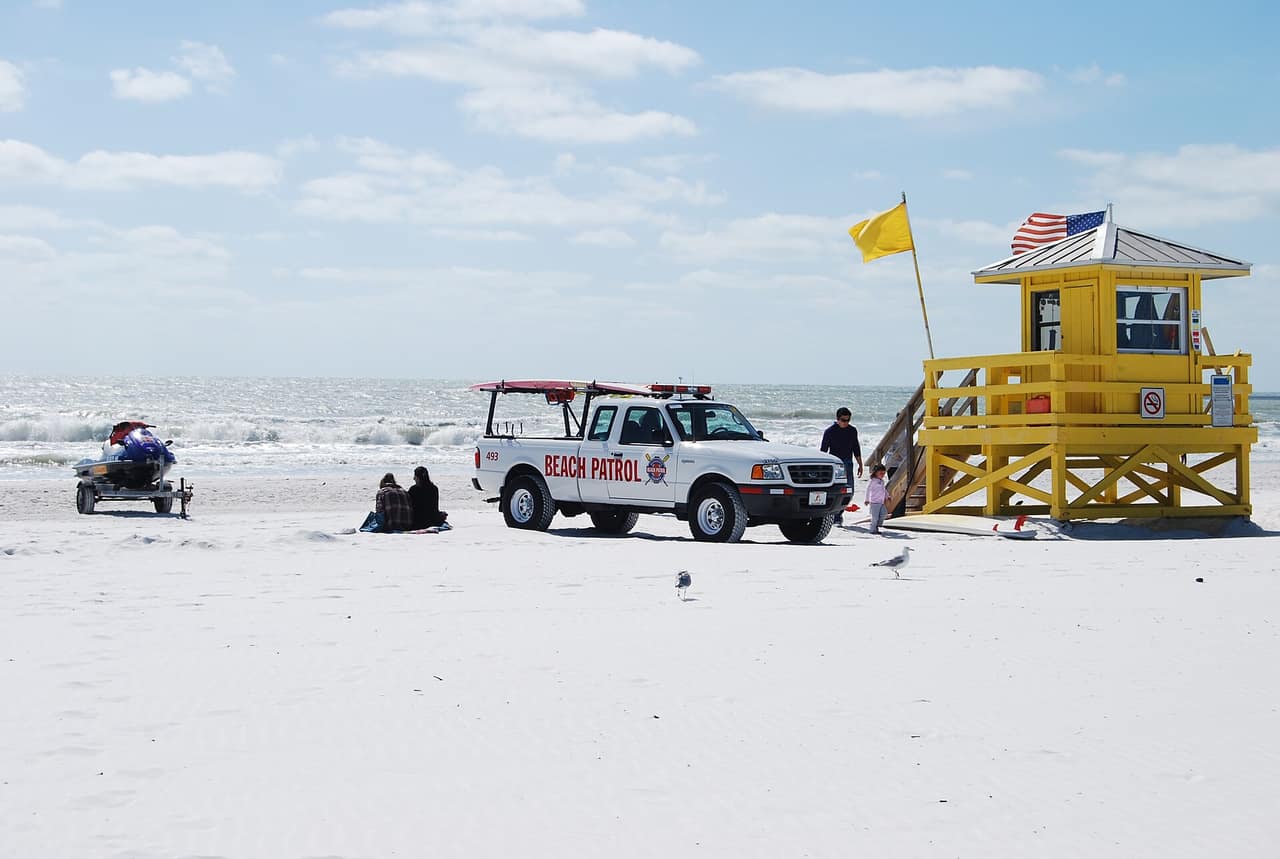 Broad expanse of white sand at Siesta Key Beach near Sarasota, Florida